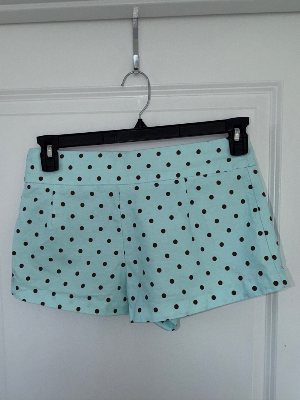 Zara Mint Blue Brown Polka Dot High Waisted Shorts Size M